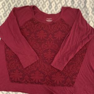 Lane Bryant Lace Sheer Long Sleeve Top 26/28